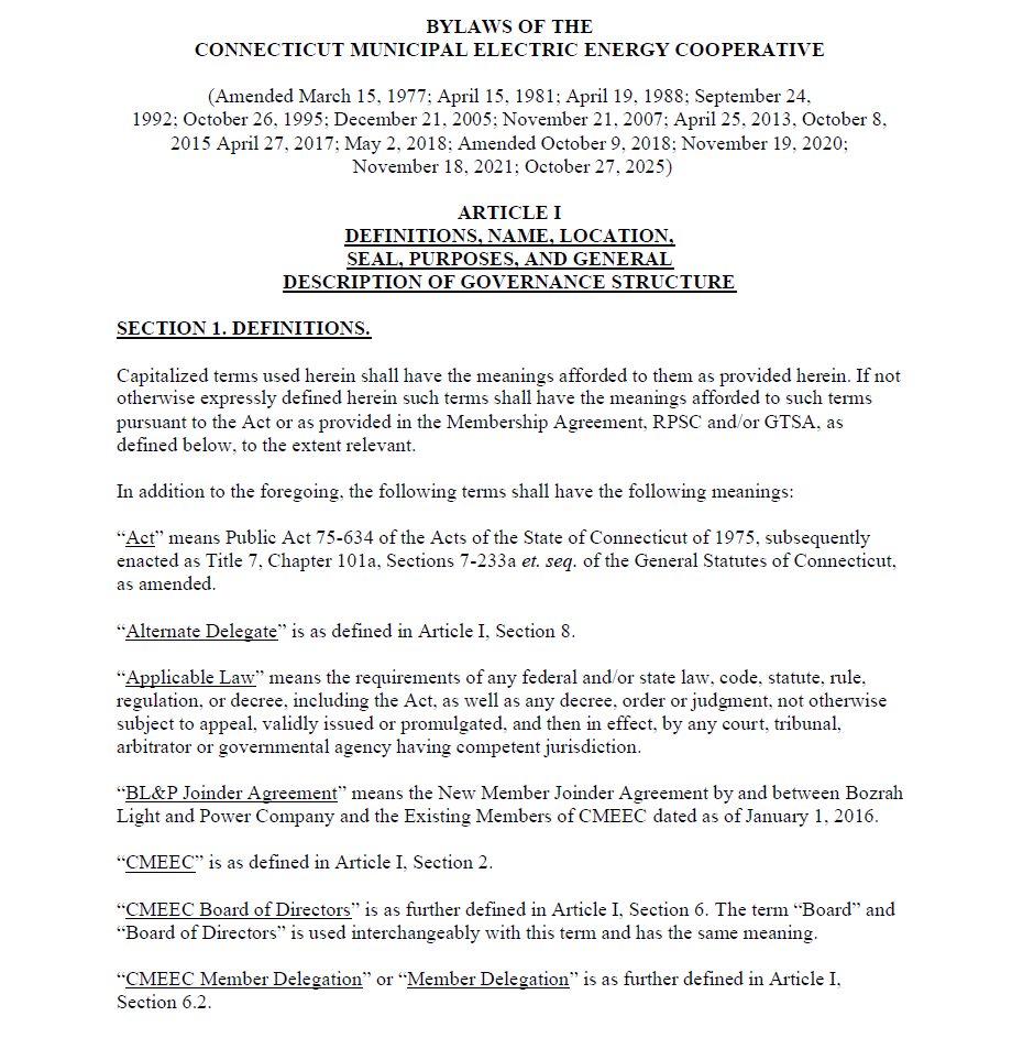 CMEEC Bylaws Page One Screenshot